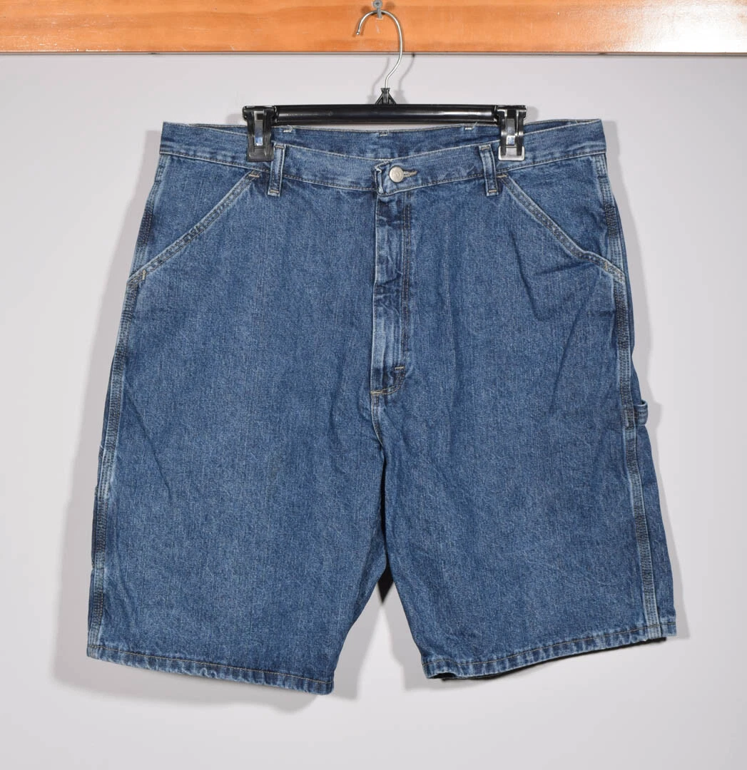 Wrangler Hero Originals WPL6428 100% Cotton Blue Jean Denim Cargo Shorts Sz 36