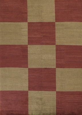 Checked Contemporary Nepalese Oriental Area Rug Wool Hand-knotted Carpet 8x10 ft