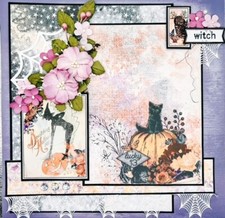 Handmade Fancy Gothic BEWITCHING HALLOWEEN Handmade Scrapbook Layout Page