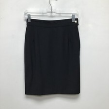 VTG Claude Montana 80's Black High Rise Side Zip Lined Straight Skirt 38 US 4