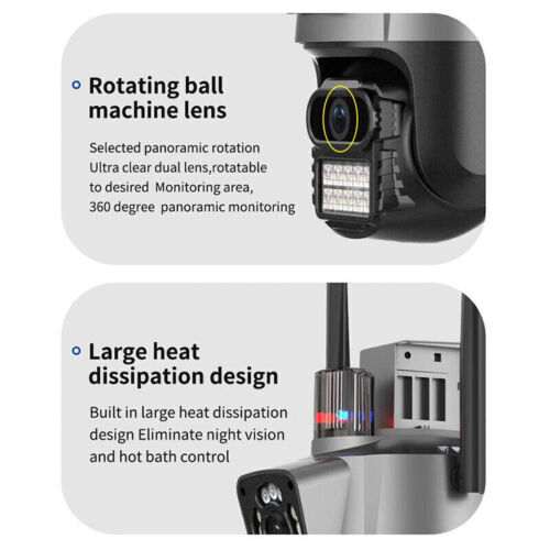 Dual Lens HD 8MP WiFi IP Camera Wireless Outdoor CCTV PTZ Home Security IR Cam - Picture 16 of 23