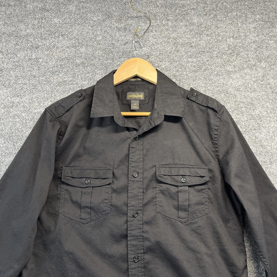 Helix Shirt Men Medium Black Button Up Long Sleeve Athletic Fit - Image 2 of 4