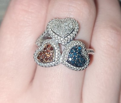 KPJ-K.P. Sanghvi & Sons, natürlicher Diamant Herz Ring, Gr. 8, Sterlingsilber 0,925