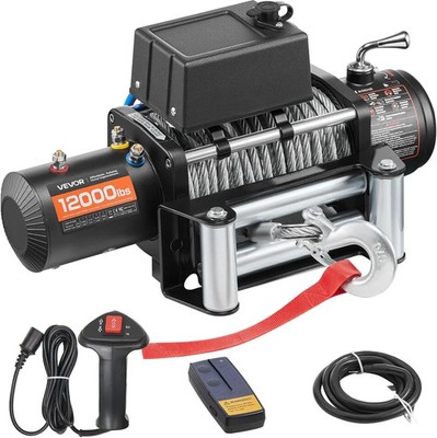 Truck Winch 12000Lbs Electric Winch 85Ft/26M Steel Cable 12V Power Winch Jeep