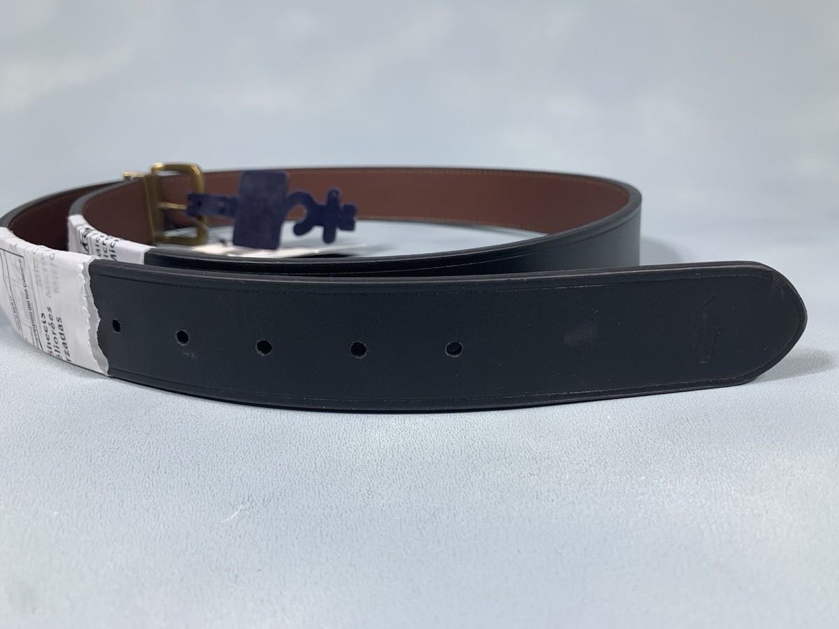 RALPH LAUREN Belt Black Brown Reversible Leather BRASS LOGO BELT BUCKLE SKINNY RL reversible belt 4999 wide Skinny 4499 half inch main image 2