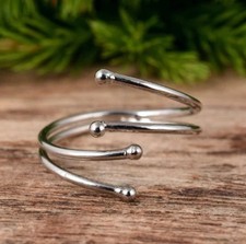 Simple and Plain Ring, Sterling Silver Multi Layer Ring, Adjustable F.R 36