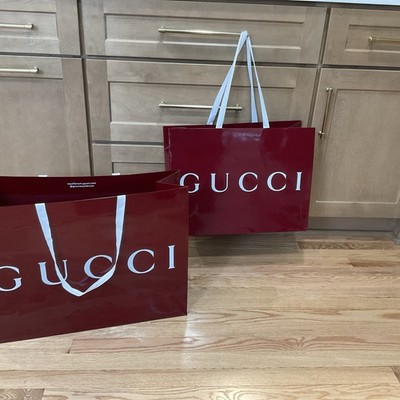 Genuine Gucci Gift Shopping Bag Burgundy Red L & XL