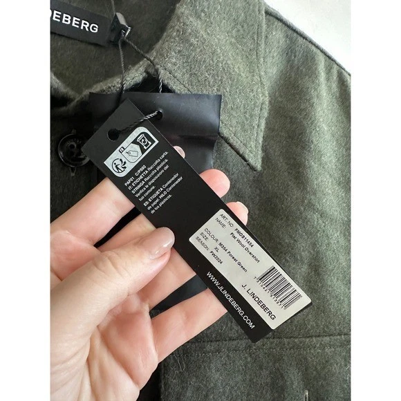 NWT J.Lindeberg Flat Wool Overshirt Forest Green Mens XL FMOS11454 image 4