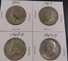 4‑Coin Kennedy Half Dollar Lot • 1966 1967 1968‑D 1969‑D • 40% Silver • Cir.