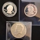 Silver Lot, 2 90% Silver Proof Quarters And 1 1964 Kennedy Half Dollar