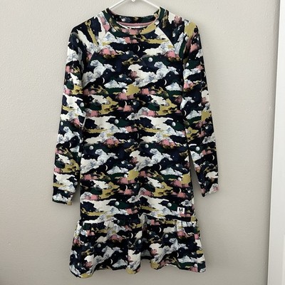 MOLO Carlotta Dress Mini Moons Cloud Celestial Long Sleeve Flounce Hem Girls 14