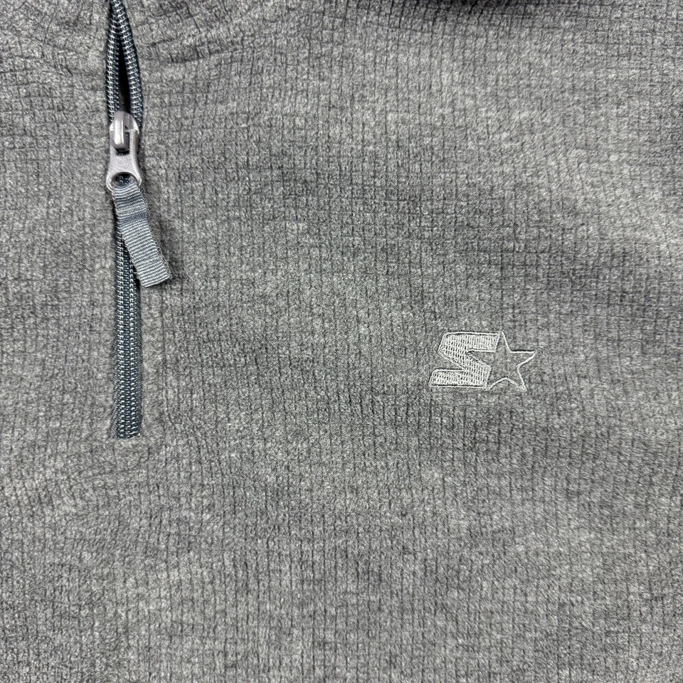 Vintage 90’s Starter Jacket 1/4 Zip Textured Polyester Logo Gray Mens Size XL - Image 2 of 4