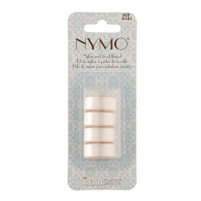 The Beadsmith Nymo Thread   White Color   Size 00, 0, B, & D, 