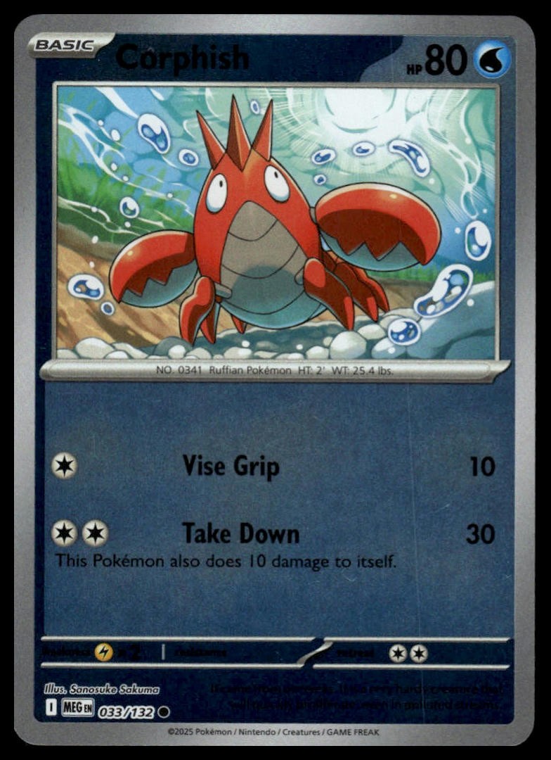 Corphish ME01: Mega Evolution #033/132 Reverse Holo NM