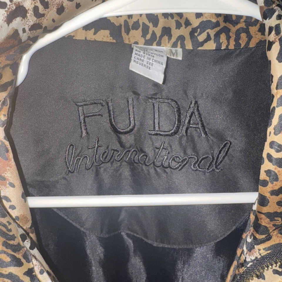 Chaqueta estilo bombardero 100 % seda cremallera completa estampado leopardo internacional FUDA DE COLECCIÓN L Foto 2 de 4