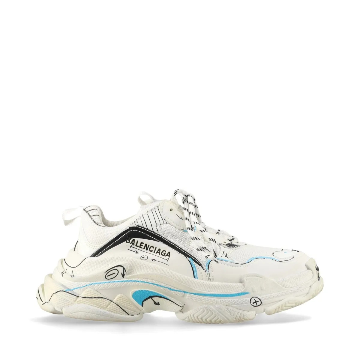 Balenciaga Triple s Faux leather x mesh Sneakers 26cm Men's White 536737 Distres thumbnail 3