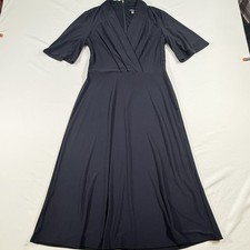 Tommy Hilfiger Navy Blue Wrap Style Midi Dress Size 6 Zip Back  Fit And Flare