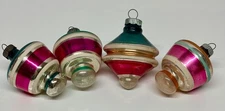 Vtg Shiny Brite UFO Christmas Ornaments Atomic Tornado Lantern Lot of 4