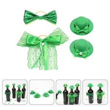 4pcs Mini St. Patrick's Day Wine Bottle Hats Decor Party Scene Layout Props
