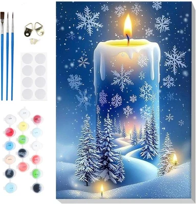 Lxmsja Winter Malen Nach Zahlen Erwachsene mit Rahmen, Malen Nach Zahlen