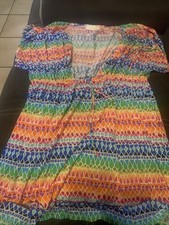 La Blanca Swim Cover Up Tunic Top Size XL Drawstring Waist Colorful NWOT