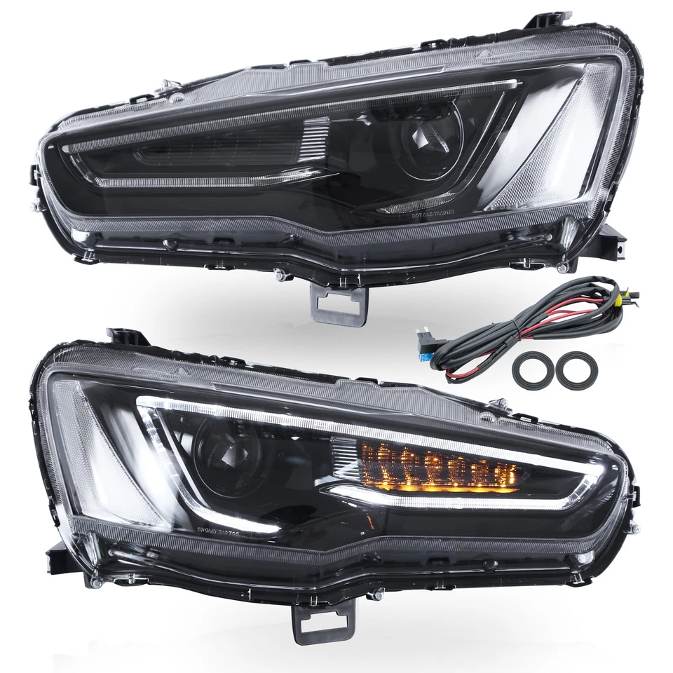 2*VLAND LED DRL Scheinwerfer Für 2008-2020 Mitsubishi Lancer mit Gelb Dynamic - Bild 4 von 4
