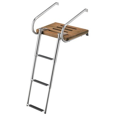 Whitecap Teak Swim Platform w/3-Step Telescoping Ladder f/Boats w/Inboard/Out...