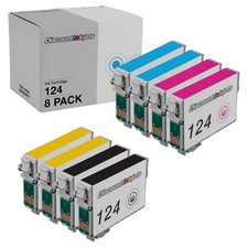 8 Reman Black Color Ink Cartridge for Epson 124 T124 Printer Stylus NX420 NX430