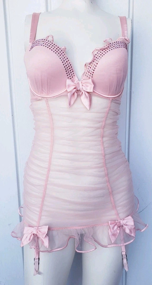 little pink dress lingerie BLTIBY Womens Erotic Lingerie Pajamas Jumpsuits Sets Babydoll Dress Thong Lace Sleepwear Thin Sheer Nightdress Nightgowns See-through Nightwear Pink M