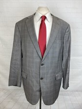 Hart Schaffner Marx USA Men's Light Gray Plaid Blazer 48L 695 Two Button