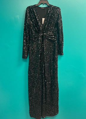 Pietro Brunelli Womens Contemporary Dazzling Black Sequence Dress Size M NWT