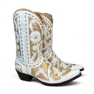 NEW Old Gringo Boot Star Women’s White Gold Jude 10” Cowboy Boots 
