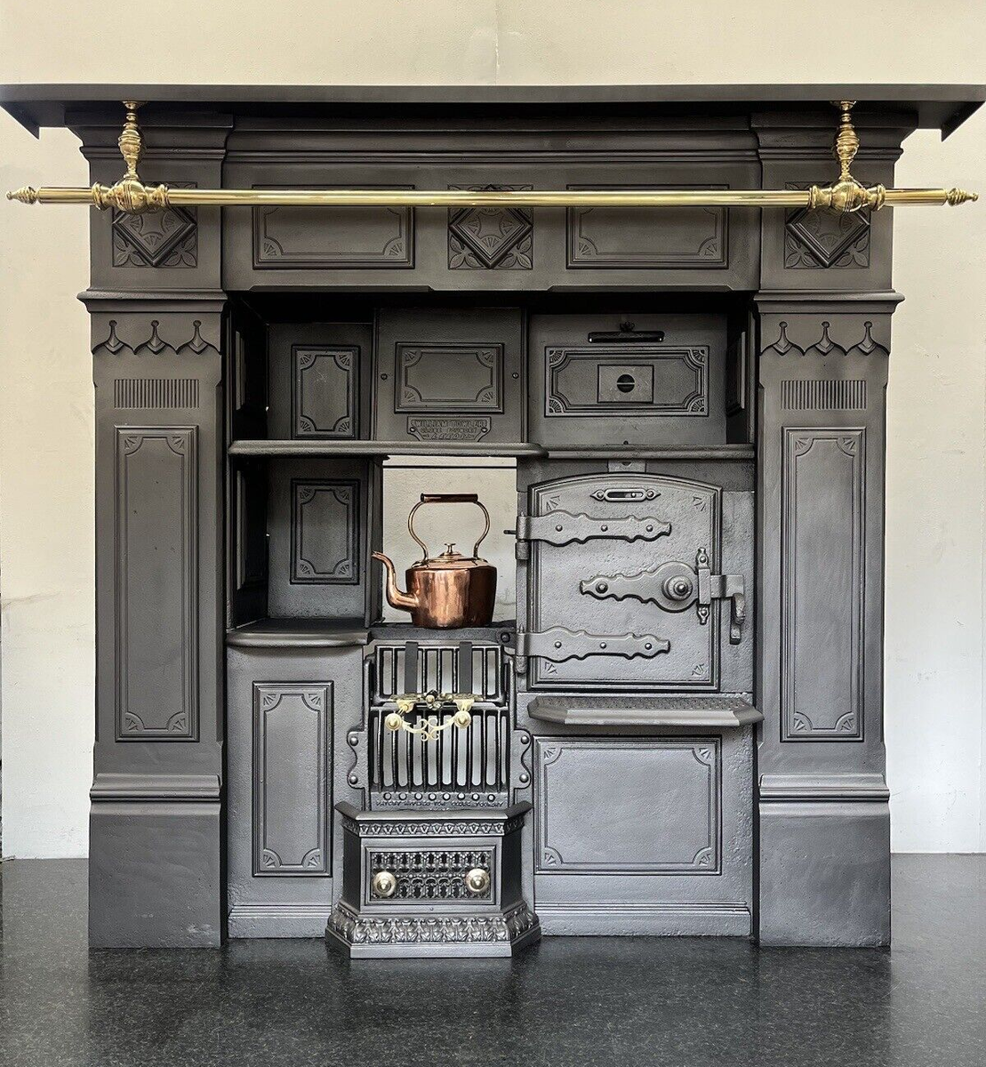 Restored Antique Cast Iron Victorian Kitchen Cooking Range