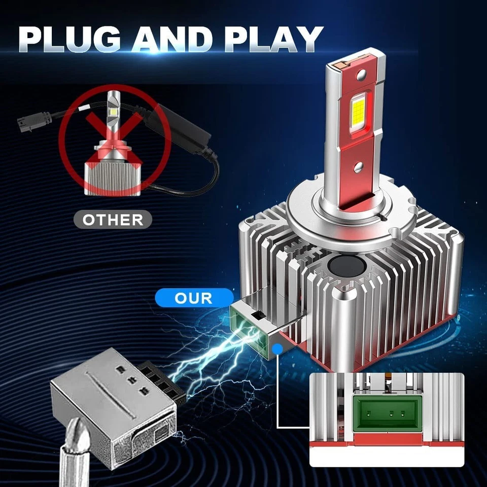 COUPLE KIT LAMPS D3S LED PLUG &AMP; PLAY 6000K WHITE FOR AUDI BMW 9000 LUMEN - Image 3 of 4