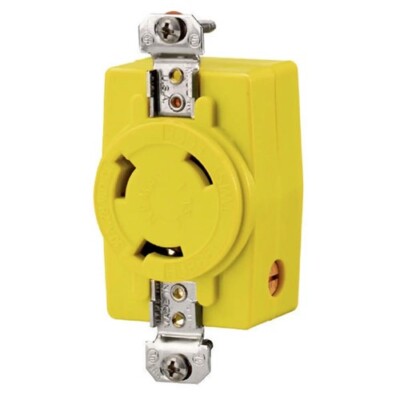 Hubbell Wiring Hbl328Dcr 30A 28V Dc Locking Receptacle Yellow | eBay
