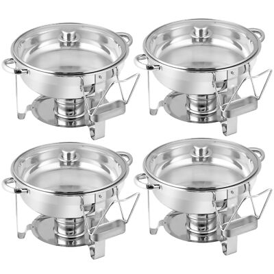 4PCS Chafing Dish Buffet Set NSF Stainless Steel Round Chafers for Catering 5 Qt