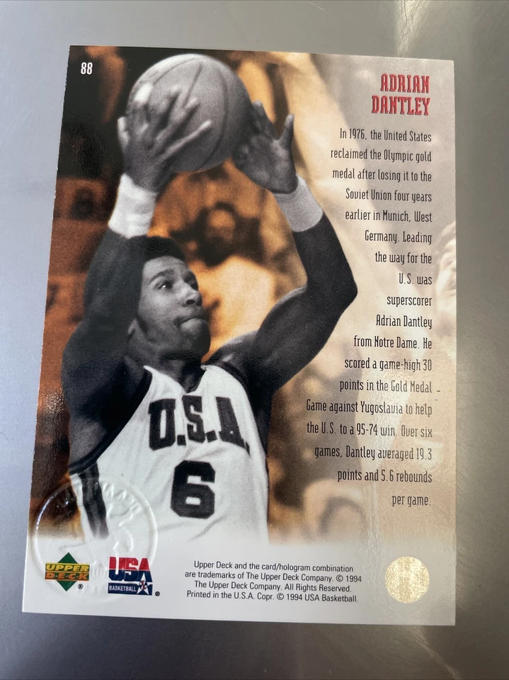 1994 Upper Deck USA Gold Medal #88 Adrian Dantley/USAB Greats - Image 2 of 2
