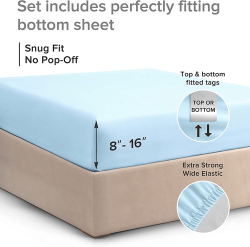 Full Fitted Sheet Single Deep Pocket Fits Mattress Perfectly Soft Wrinkle Free - Picture 3 of 6