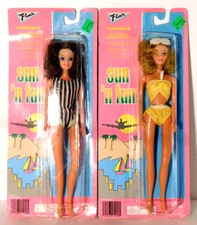 Vtg. Flair Sun 'N Fun Poseable Doll Totsy Inc. 11.5" Lot of 2 NOS