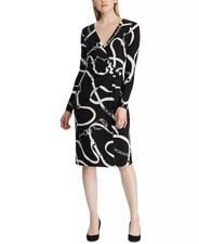 Ralph Lauren Dress Size 4 Faux Wrap Chain Print