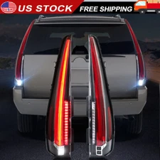 2X Clear LED Tail Lights For 2007-2014 Cadillac Escalade/ESV Rear Lamp Flow Turn