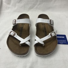 Birkenstock Mayari white slip on toe loop birko-flor sandals womens size 37 US 6