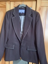 Dark Brown Jacket Size 8 By Autonomy - White Stich Contrast Details. Lined