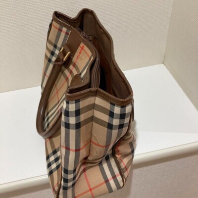 Burberry hand bag nova check beige fashion goods logo shadow horse