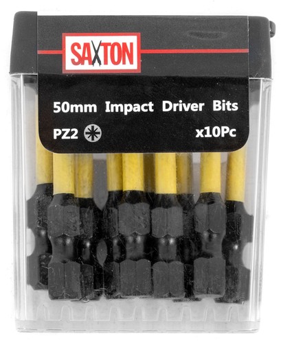 Saxton 10 x PZ2-50mm Pozi-drive 2 Impact Duty Screwdriver Drill Bits Set - Picture 3 of 5