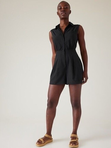 ATHLETA Brooklyn Romper 8T 8 TALL| BLACK Shorts #607139 NEW - Picture 4 of 7