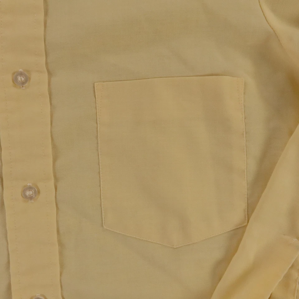 VTG Arrow Shirt Mens MYellow Dacron Polyester Cotton Decton Oxford OCBD USA - Image 4 of 4