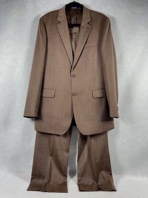 Paul Fredrick 2PC Pant Suit Men s 42L Brown Wool Blend Pants 37x