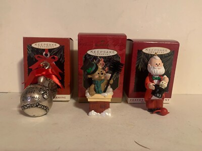 Hallmark Baby Rattle HALLMARK KEEPSAKE ORNAMENT LOT OF THREE DIFFERENT SANTA BEAR BABY ...