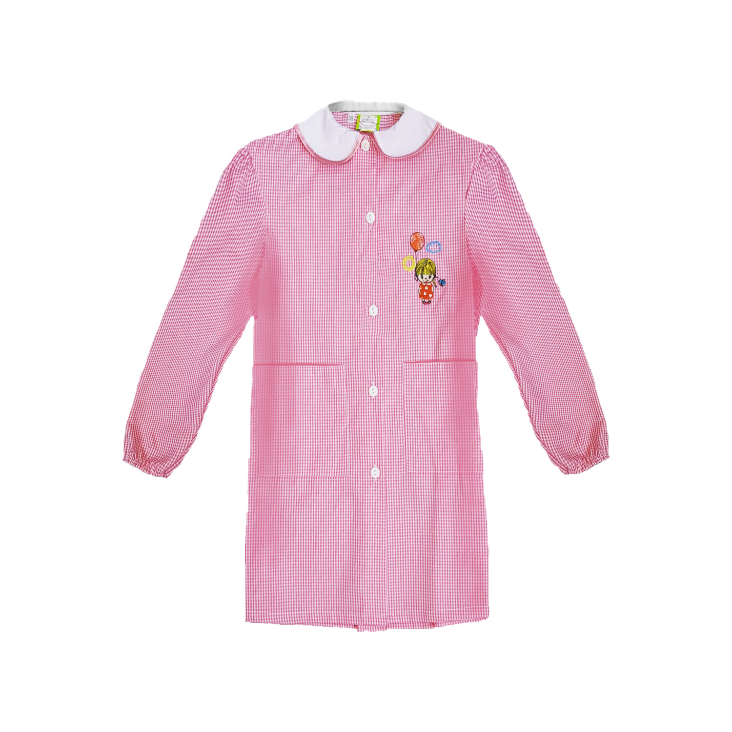 grembiule scuola bimba asilo con bottoni bianco e rosa art. 742